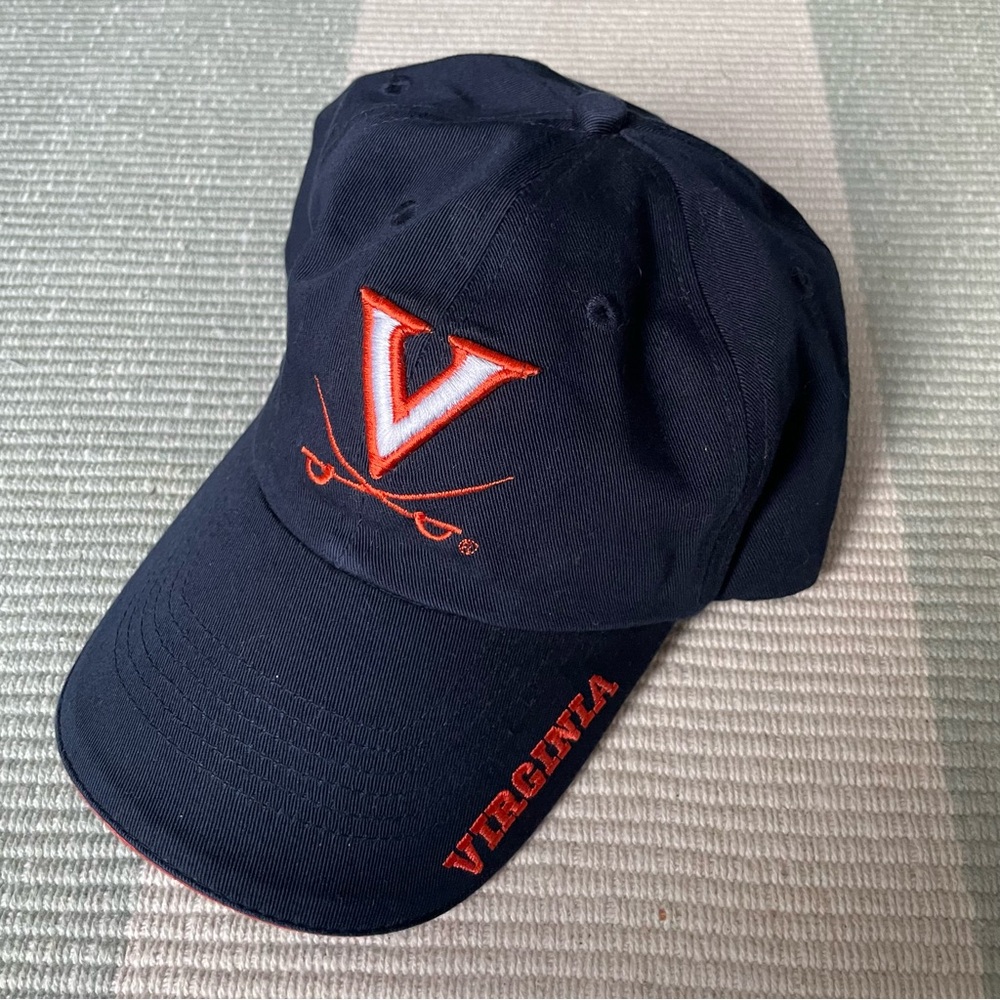 Unisex, UVA, University of Va, Navy Blue Virginia Cap with Orange Logo